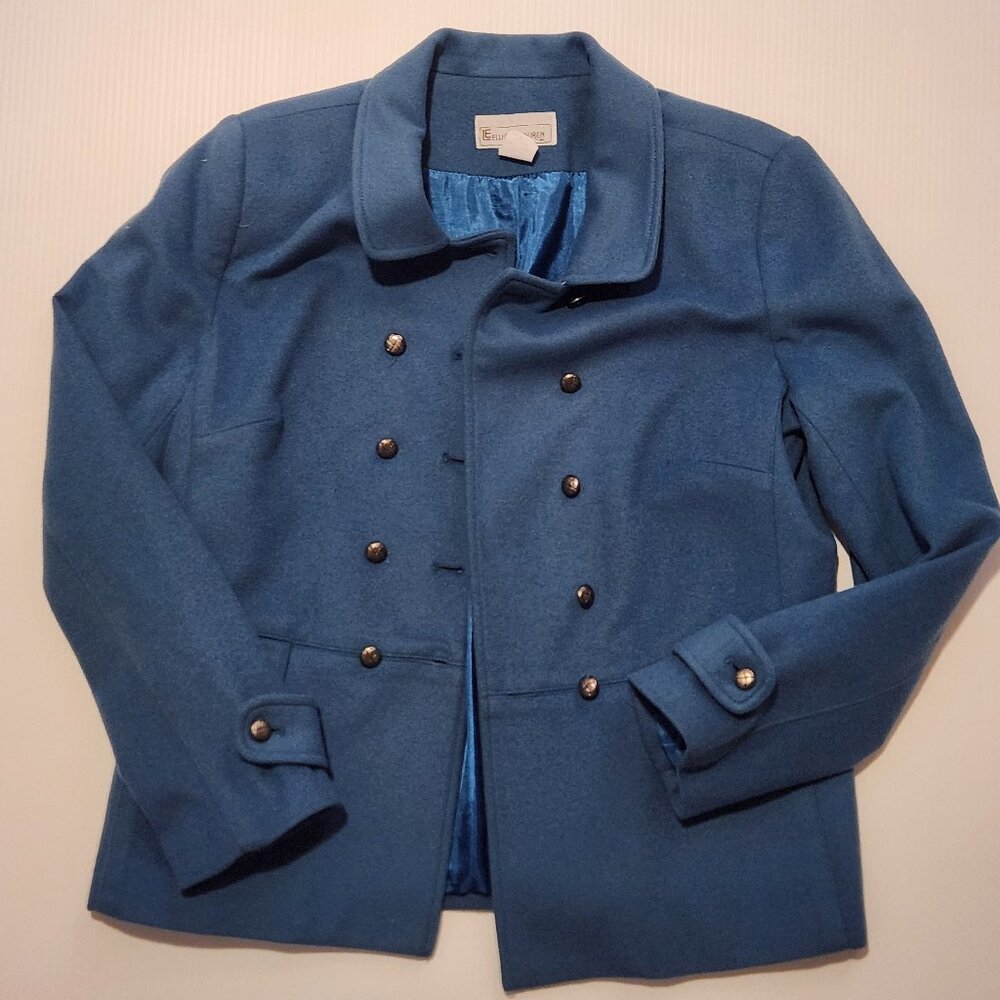 Vintage Women's Wool & Cashmere Blue Jacket, Size 10, Like New